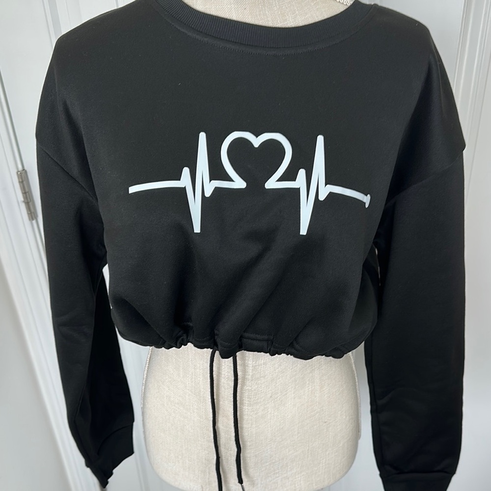 Black Heartbeat Crop Top